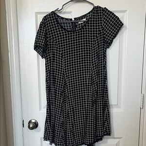 silence + noise Black and White Grid Short Sleeve Swing Dress
